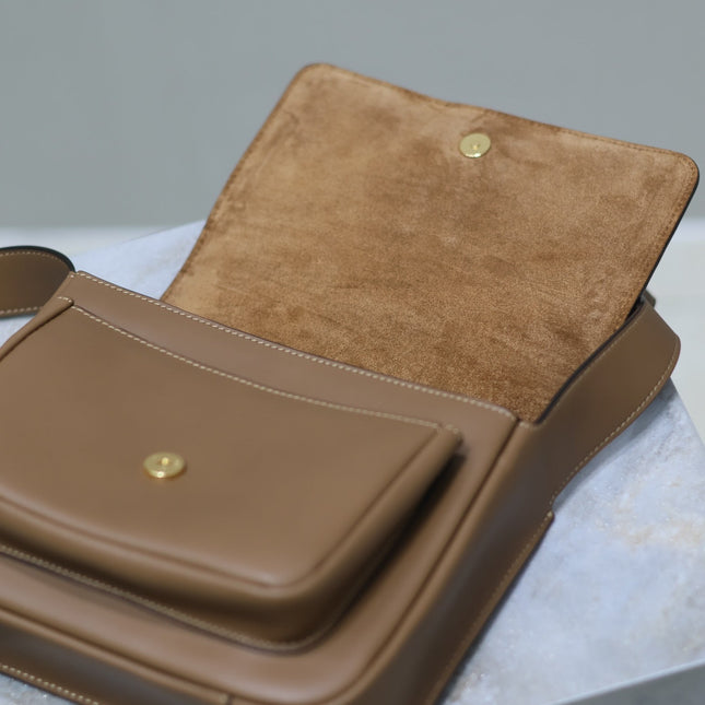 YSL 25S NIKI BABY 22 IN BROWN CALFSKIN GOLD HARDWRE