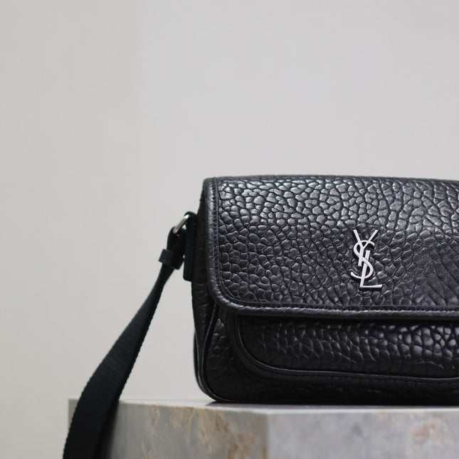 NIKI BABY 22 IN BLACK ELEPHANT PATTERN LAMBSKIN SILVER LOGO