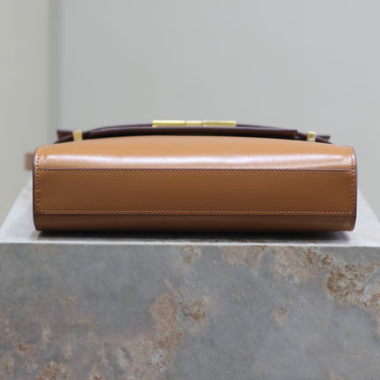 MANHATTAN SMALL 24 IN BRONZE BROWN CALFSKIN GOLD HARDWARE