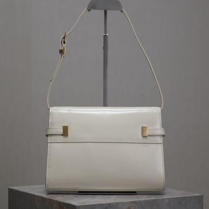 MANHATTAN SMALL 24 IN WHITE SMOOTH LAMBSKIN GOLD HARDWARE