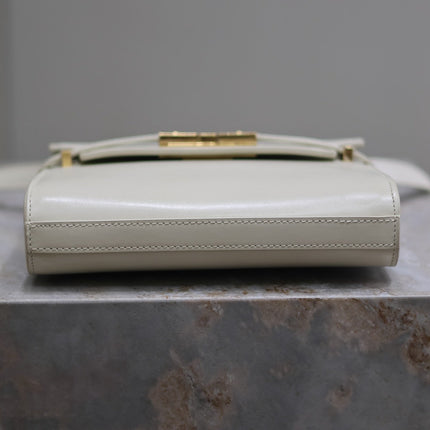 YSL 25S MINI MANHATTAN 19 IN BLANC VINTAGE CALFSKIN GOLD HARDWRE