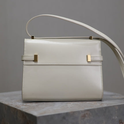 YSL 25S MINI MANHATTAN 19 IN BLANC VINTAGE CALFSKIN GOLD HARDWRE