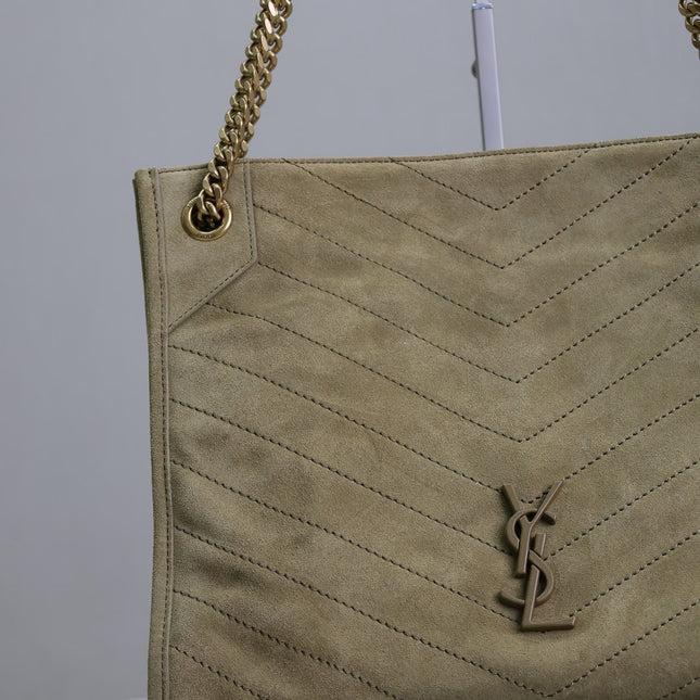 NIKI SHOPPING BAG 33 IN ECRU BEIGE SUEDE GOLD HARDWARE