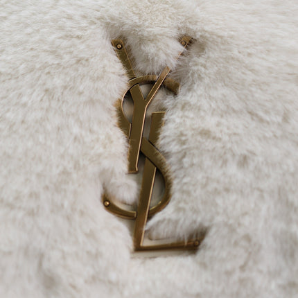 NIKI 47 IN WHITE RABBIT FUR GOLD HARDWARE