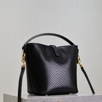 YSL 25S LE 37 20 IN BLACK SNAKE EMBOSSED CALFSKIN GOLD HARDWRE