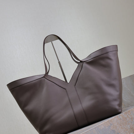 YSL 25S Y TOTE 50 IN PURPLE BROWN CALFSKIN GOLD HARDWRE