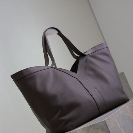 YSL 25S Y TOTE 50 IN PURPLE BROWN CALFSKIN GOLD HARDWRE