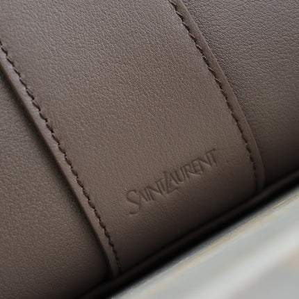YSL 25S Y TOTE 50 IN PURPLE BROWN CALFSKIN GOLD HARDWRE