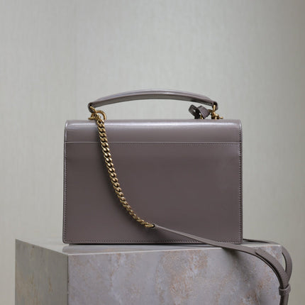 YSL 25S SUNSET MM 25 IN GRAYISH PURPLE CALFSKIN GOLD HARDWRE