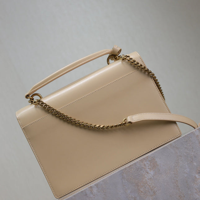 YSL 25S SUNSET MM 25 IN NUDE CALFSKIN GOLD HARDWRE