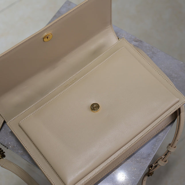 YSL 25S SUNSET MM 25 IN NUDE CALFSKIN GOLD HARDWRE