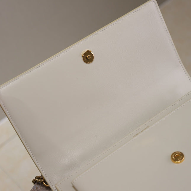 YSL 25S SUNSET MM 25 IN IVORY CALFSKIN GOLD HARDWRE