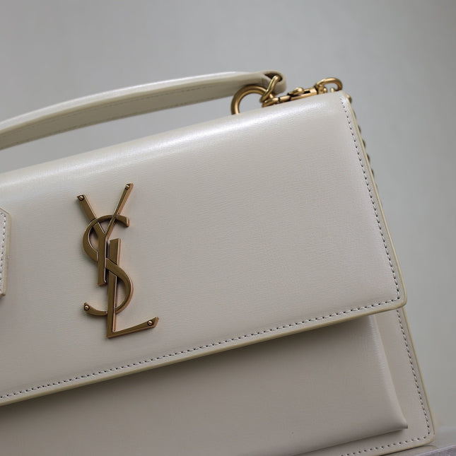 YSL 25S SUNSET MM 25 IN IVORY CALFSKIN GOLD HARDWRE