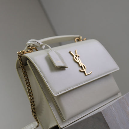 YSL 25S SUNSET MM 25 IN IVORY CALFSKIN GOLD HARDWRE