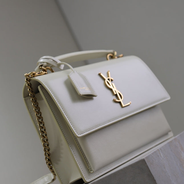 YSL 25S SUNSET MM 25 IN IVORY CALFSKIN GOLD HARDWRE