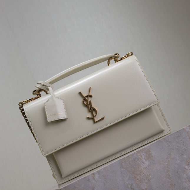 YSL 25S SUNSET MM 25 IN IVORY CALFSKIN GOLD HARDWRE