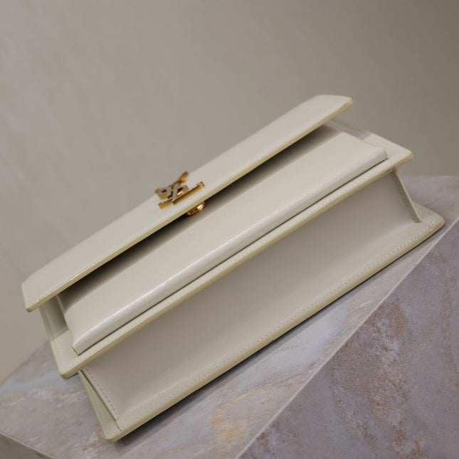 YSL 25S SUNSET MM 25 IN IVORY CALFSKIN GOLD HARDWRE