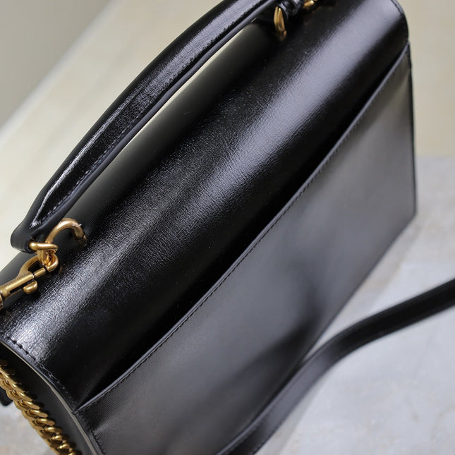 YSL 25S SUNSET MM 25 IN BLACK CALFSKIN GOLD HARDWRE