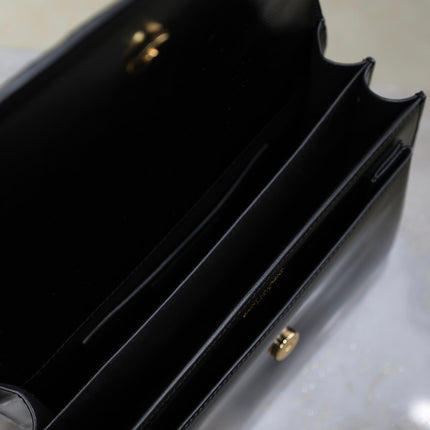 YSL 25S SUNSET BAG 22 IN BLACK CALFSKIN AND SUEDE GOLD HARDWRE
