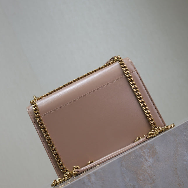YSL 25S SUNSET BAG 22 IN WARM TAUPE PINK CALFSKIN GOLD HARDWRE