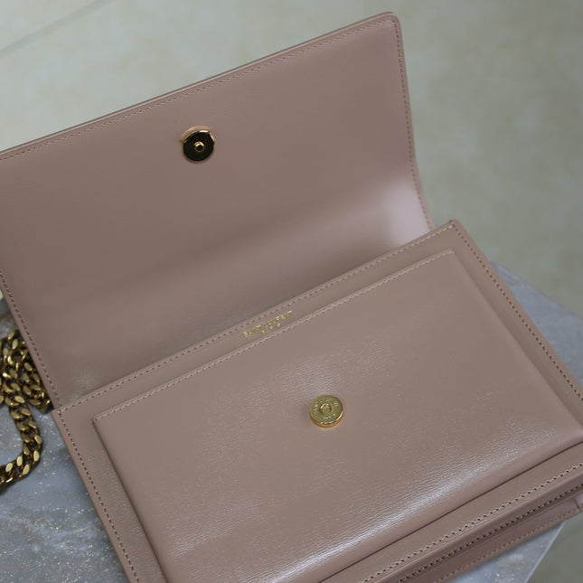 YSL 25S SUNSET BAG 22 IN WARM TAUPE PINK CALFSKIN GOLD HARDWRE