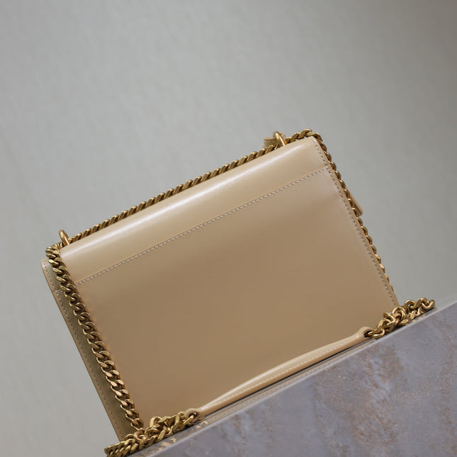 YSL 25S SUNSET BAG 22 IN NUDE CALFSKIN GOLD HARDWRE