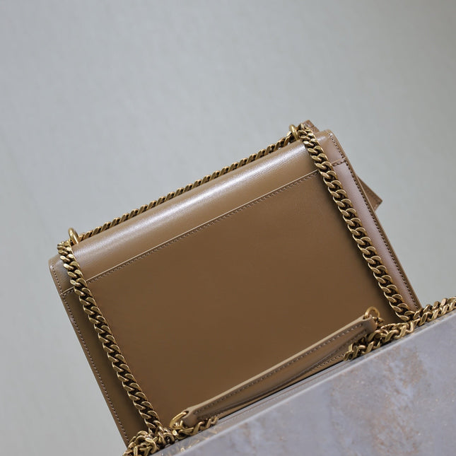 YSL 25S SUNSET BAG 22 IN BROWN CALFSKIN GOLD HARDWRE