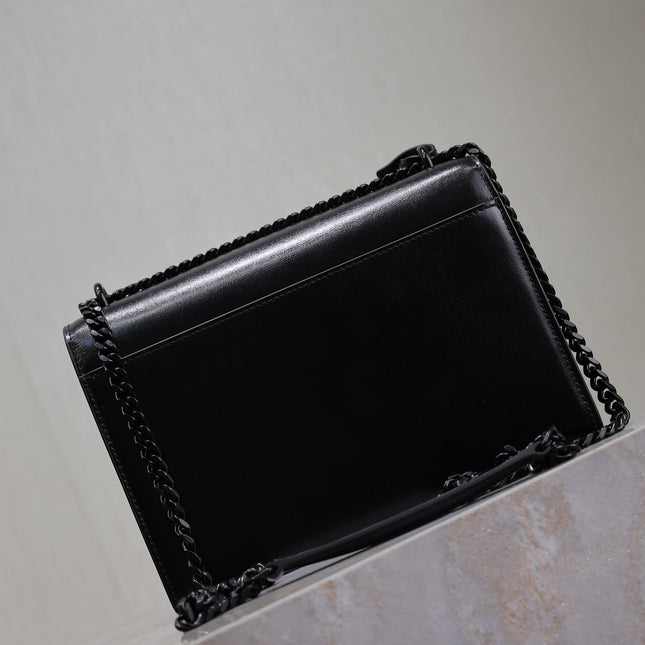 YSL 25S SUNSET BAG 22 IN BLACK CALFSKIN BLACK HARDWRE