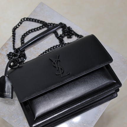YSL 25S SUNSET BAG 22 IN BLACK CALFSKIN BLACK HARDWRE