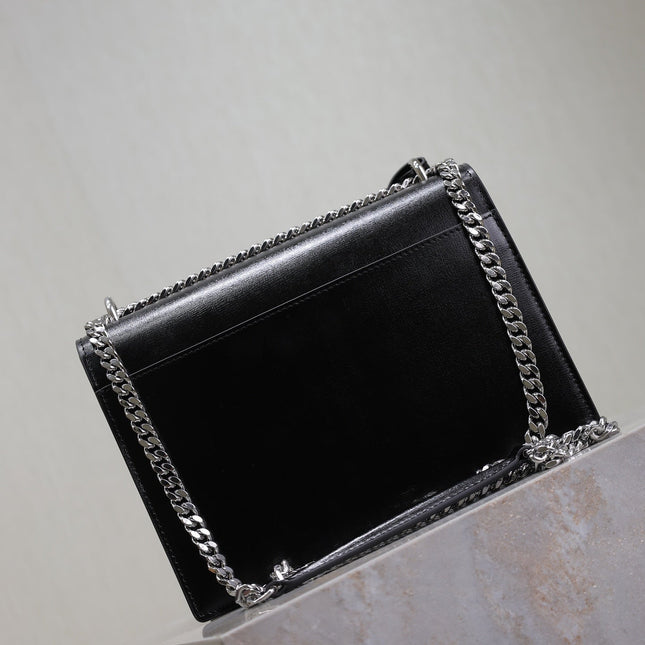 YSL 25S SUNSET BAG 22 IN BLACK CALFSKIN SILVER HARDWRE