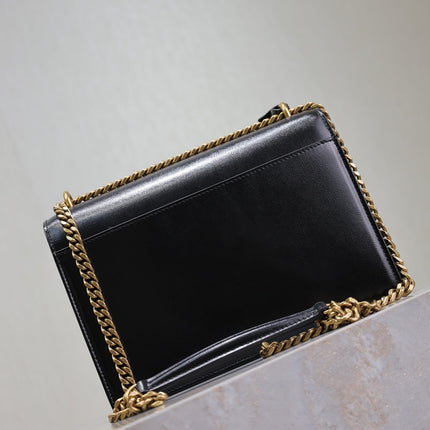 YSL 25S SUNSET BAG 22 IN BLACK CALFSKIN GOLD HARDWRE