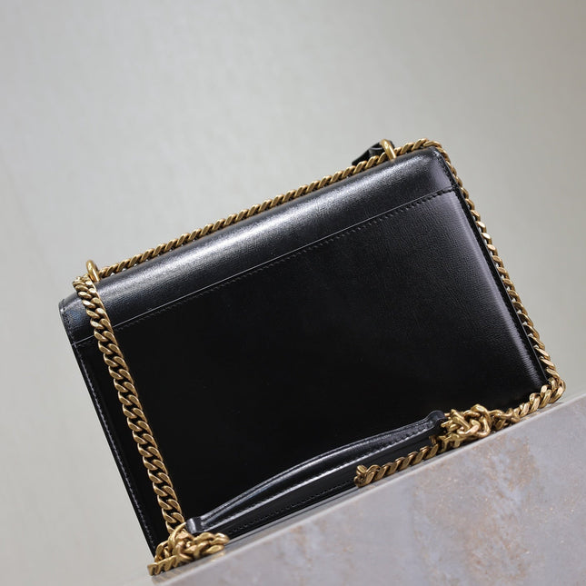 YSL 25S SUNSET BAG 22 IN BLACK CALFSKIN GOLD HARDWRE