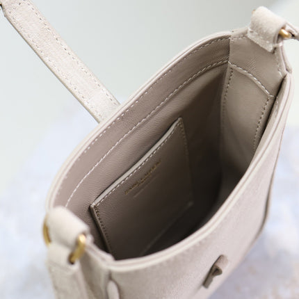 LE 5 À 7 HOBO MINI BAG 18 IN LIGHT BROWN SUEDE COPPER HARDWARE