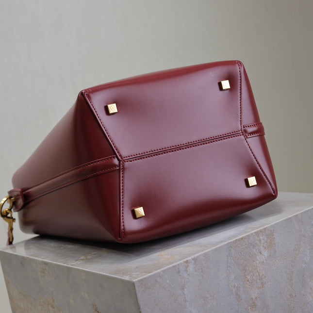 YSL 25S LE 5 À 7 BUCKET 26 IN DARK BURGUNDY CALFSKIN GOLD HARDWRE