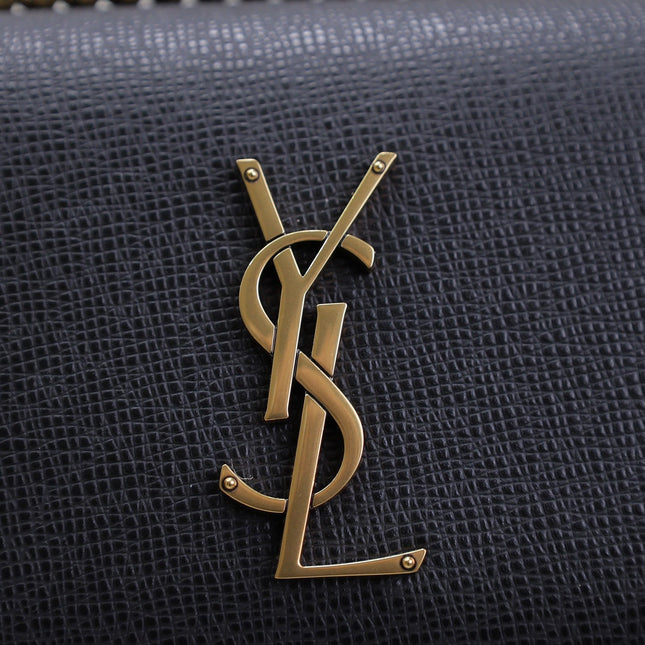 YSL 25S SUNSET MEDIUM 22 IN BLACK GRAINED CALFSKIN GOLD HARDWRE
