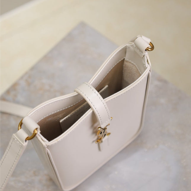 LE 5 À 7 PHONE BAG 18 IN WHITE CALFSKIN