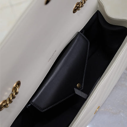LOULOU MEDIUM 29 IN WHITE SHEEPSKIN GOLD HARDWARE