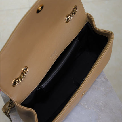 LOULOU MEDIUM 29 IN MILK TEA SHEEPSKIN GOLD HARDWARE