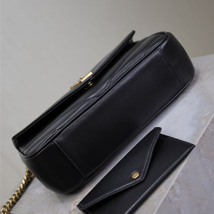 LOULOU SMALL 24 IN BLACK SHEEPSKIN GOLD HARDWARE