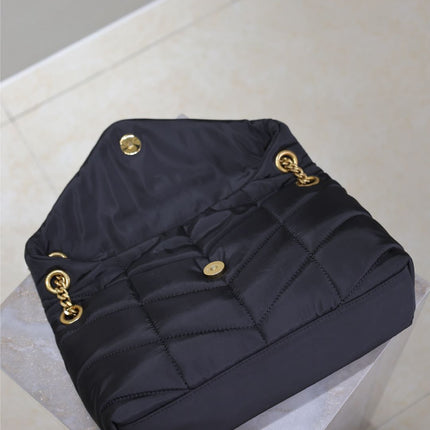 YSL 25S LOULOU PUFFER MEDIUM 29 IN BLACK NYLON