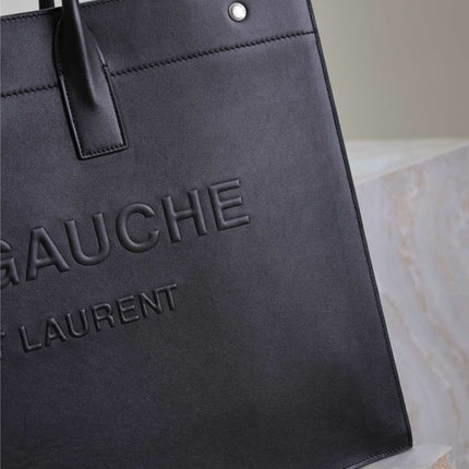 YSL 25S RIVE GAUCHE LARGE TOTE BAG 48 IN BLACK CALFSKIN