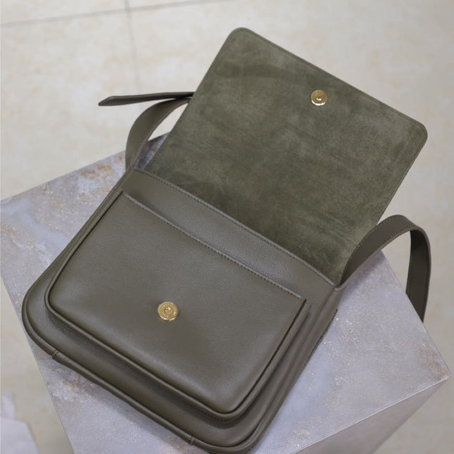 YSL 25S NIKI BABY 22 IN DARK OLIVE BROWN CALFSKIN GOLD HARDWRE