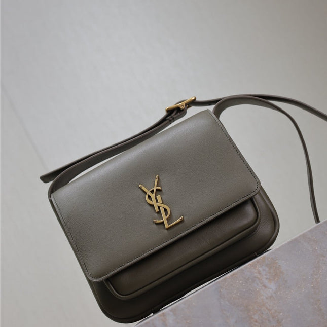 YSL 25S NIKI BABY 22 IN DARK OLIVE BROWN CALFSKIN GOLD HARDWRE