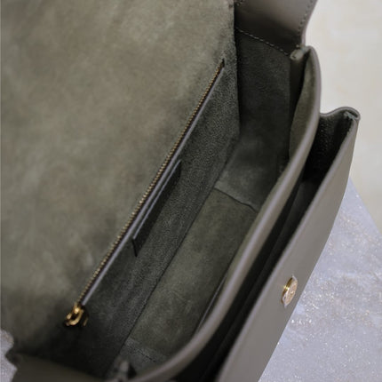 YSL 25S NIKI BABY 22 IN DARK OLIVE BROWN CALFSKIN GOLD HARDWRE