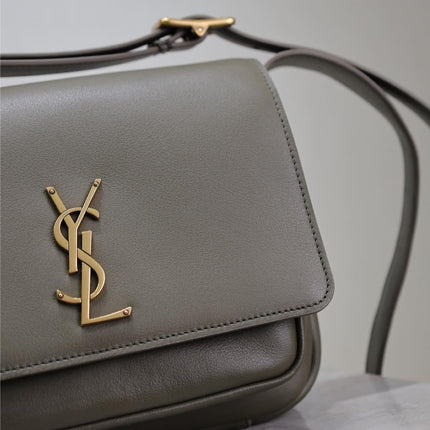 YSL 25S NIKI BABY 22 IN DARK OLIVE BROWN CALFSKIN GOLD HARDWRE
