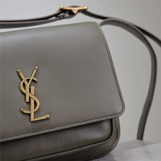 YSL 25S NIKI BABY 22 IN DARK OLIVE BROWN CALFSKIN GOLD HARDWRE