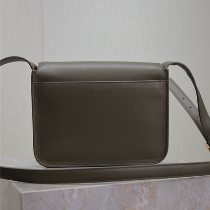 YSL 25S NIKI BABY 22 IN DARK OLIVE BROWN CALFSKIN GOLD HARDWRE