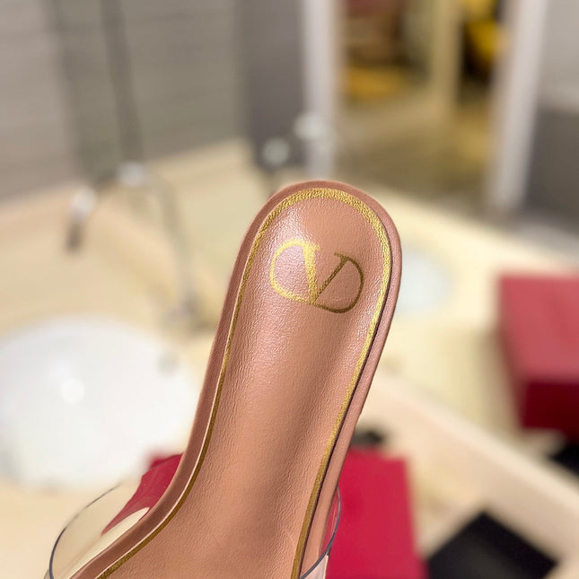 HIGH MULE 60MM IN CAMEL BEIGE SHEEPSKIN AND TRANSPARENT PVC