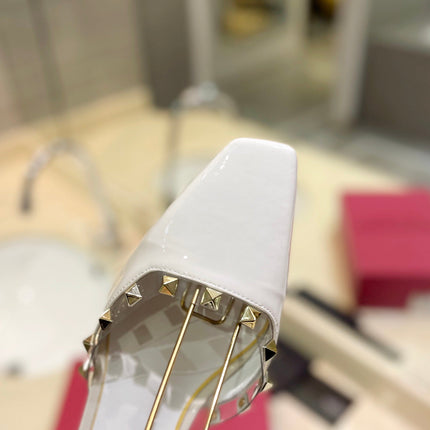 ROCKSTUD SLINGBACK IN WHITE CALFSKIN 50MM