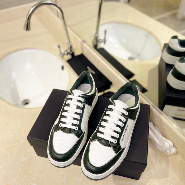 SL SL/61 SNEAKERS DARK GREEN AND WHITE CALFSKIN